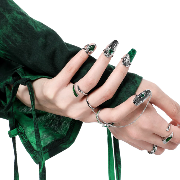 Green Nail Cover Nail Ring - Image 5